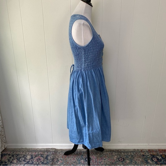 Vintage Bridge Sportswear Denim Midi Dress Blue Smocked Modest Cottagecore Sz S - Picture 13 of 13